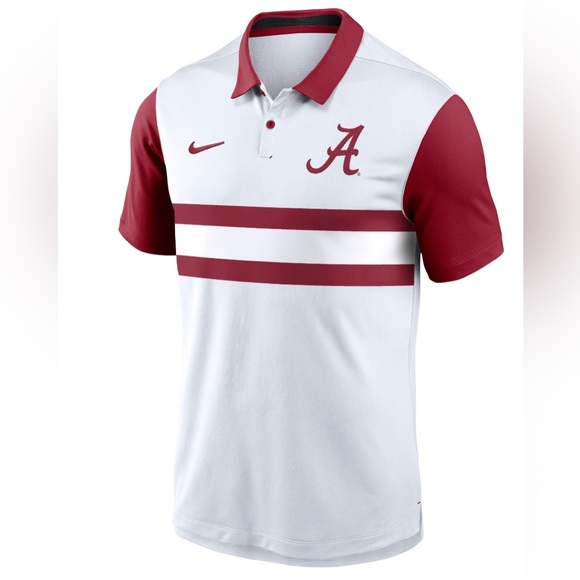 Nike Men’s Alabama Crimson Tide Campus Patterned Polo, White/ Crimson, Size L - Picture 1 of 10
